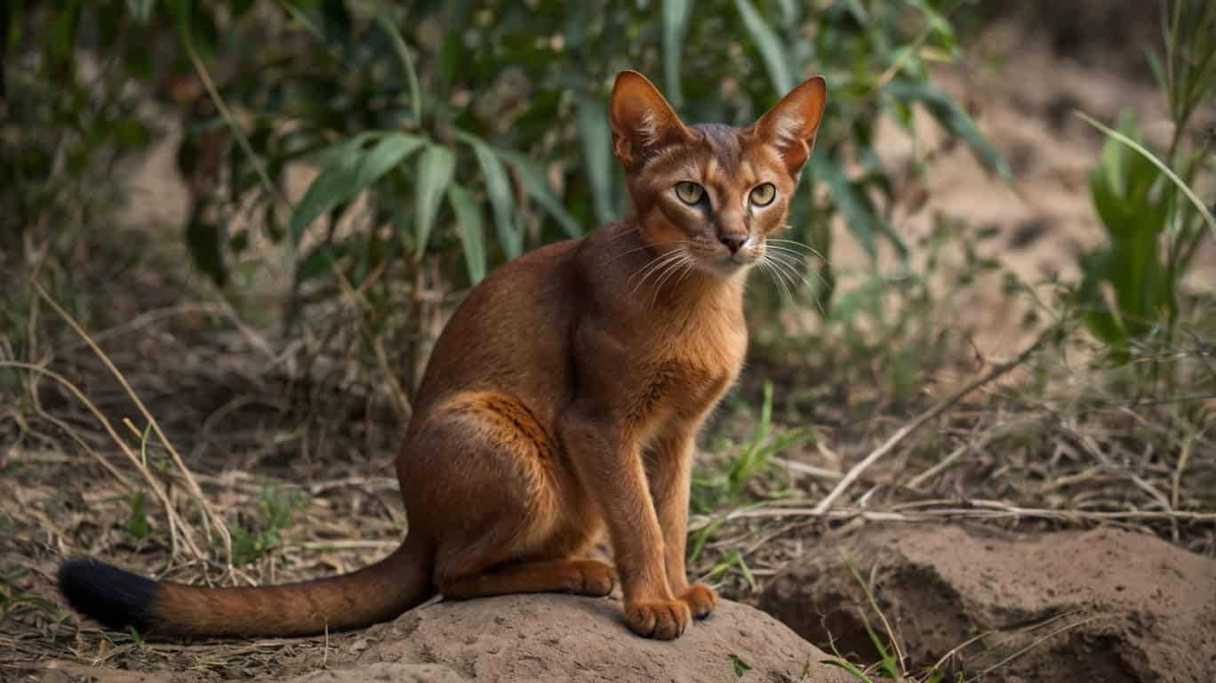 Абиссинская кошка демонстрирует уникальный тикированный окрас