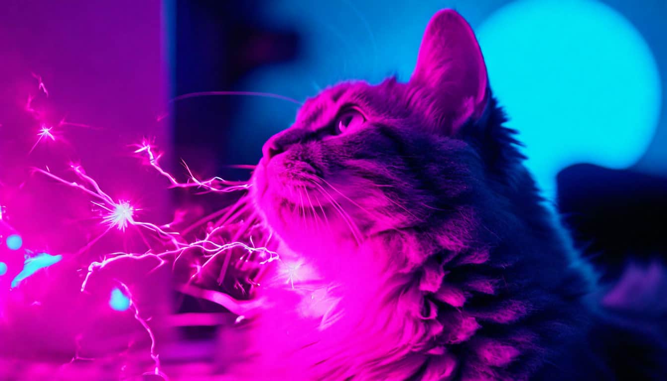 Кошка с наэлектризованной шерстью: проблема, с которой сталкиваются многие владельцы домашних животных.