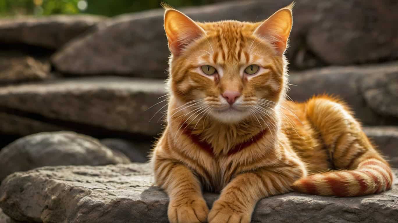Рыжий котик с полосками, имя Тигра отлично подойдет для такого игривого питомца.