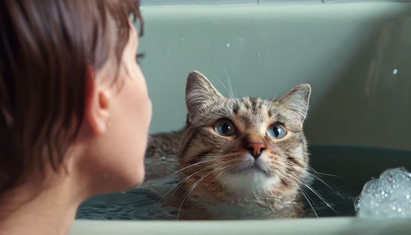 Купание кошки, как преодолеть водобоязнь.