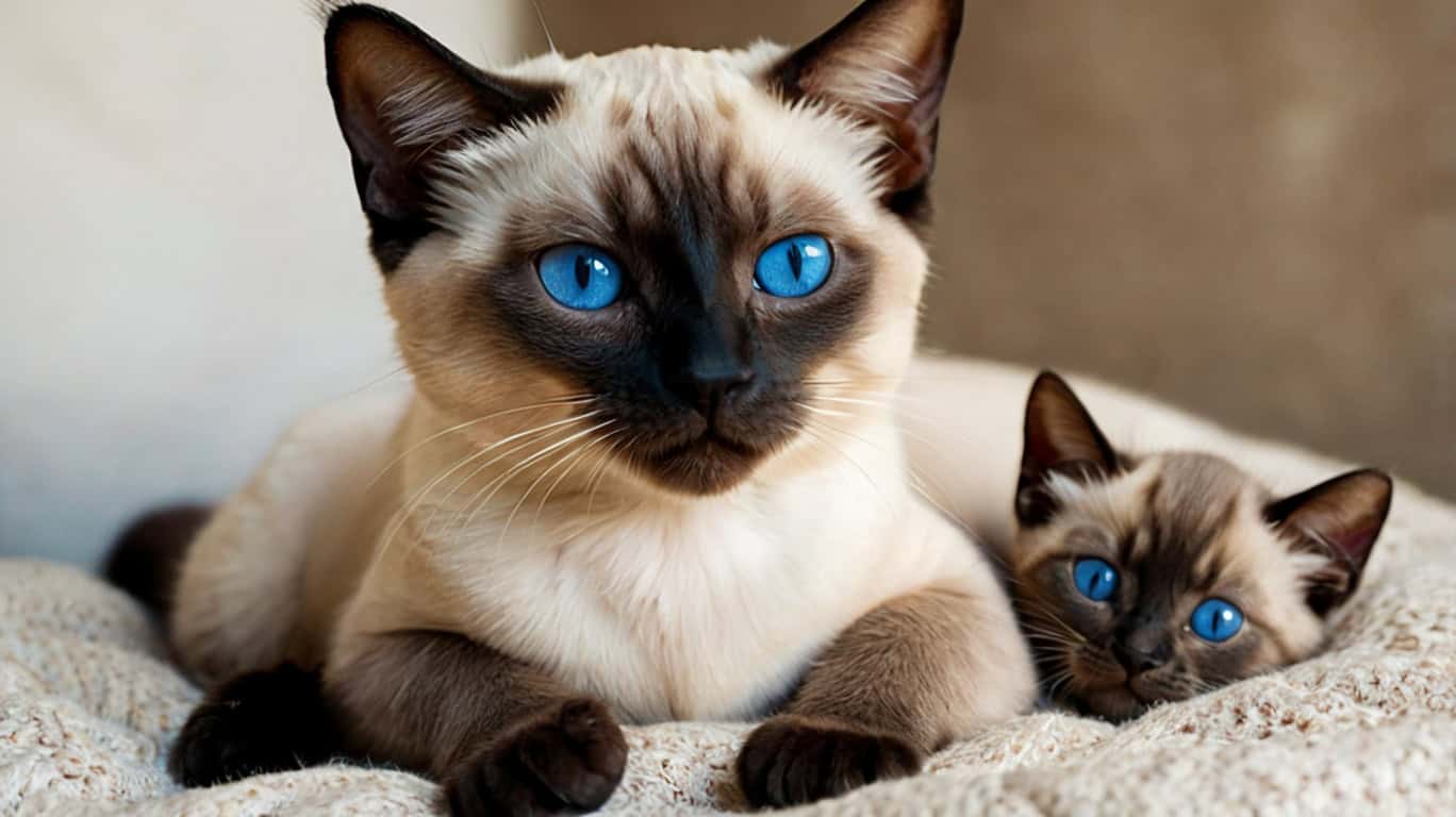 Сиамская кошка с котятами: пример быстрой беременности.