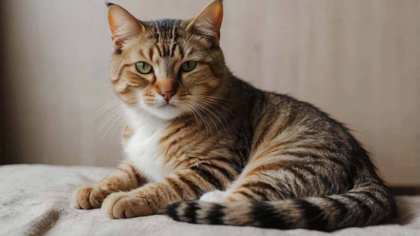 Счастливая беременная кошка на последних неделях беременности.