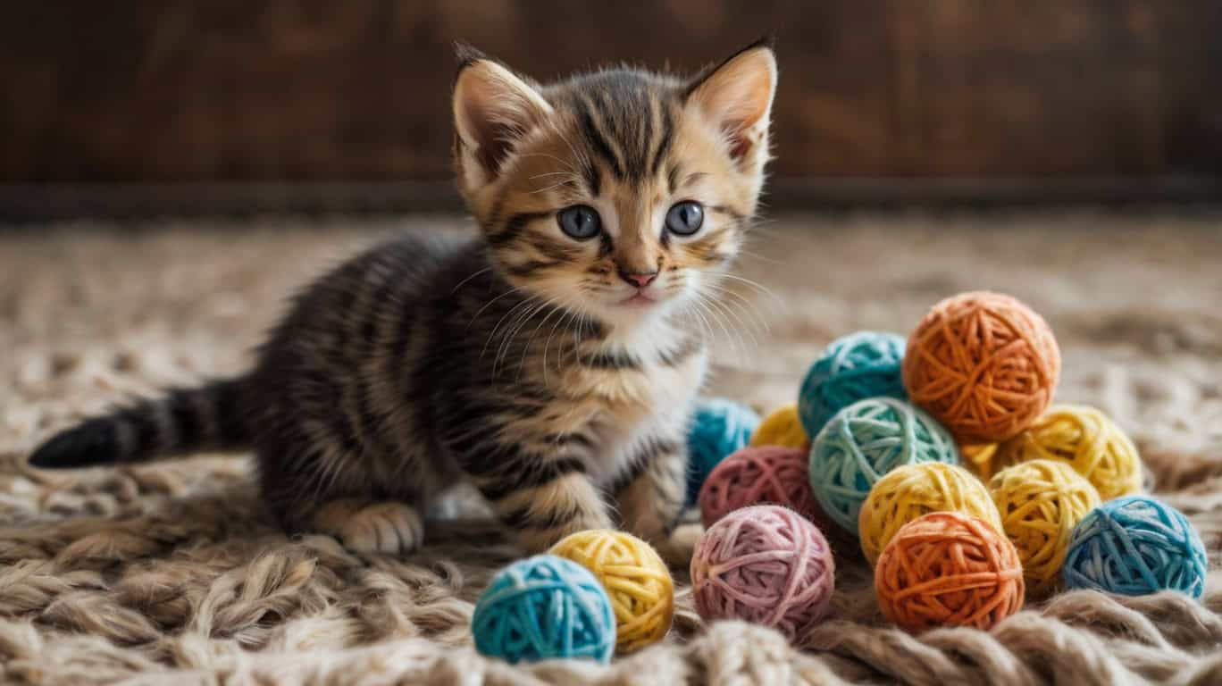 Котенок играет с игрушками, активность перед кастрацией.