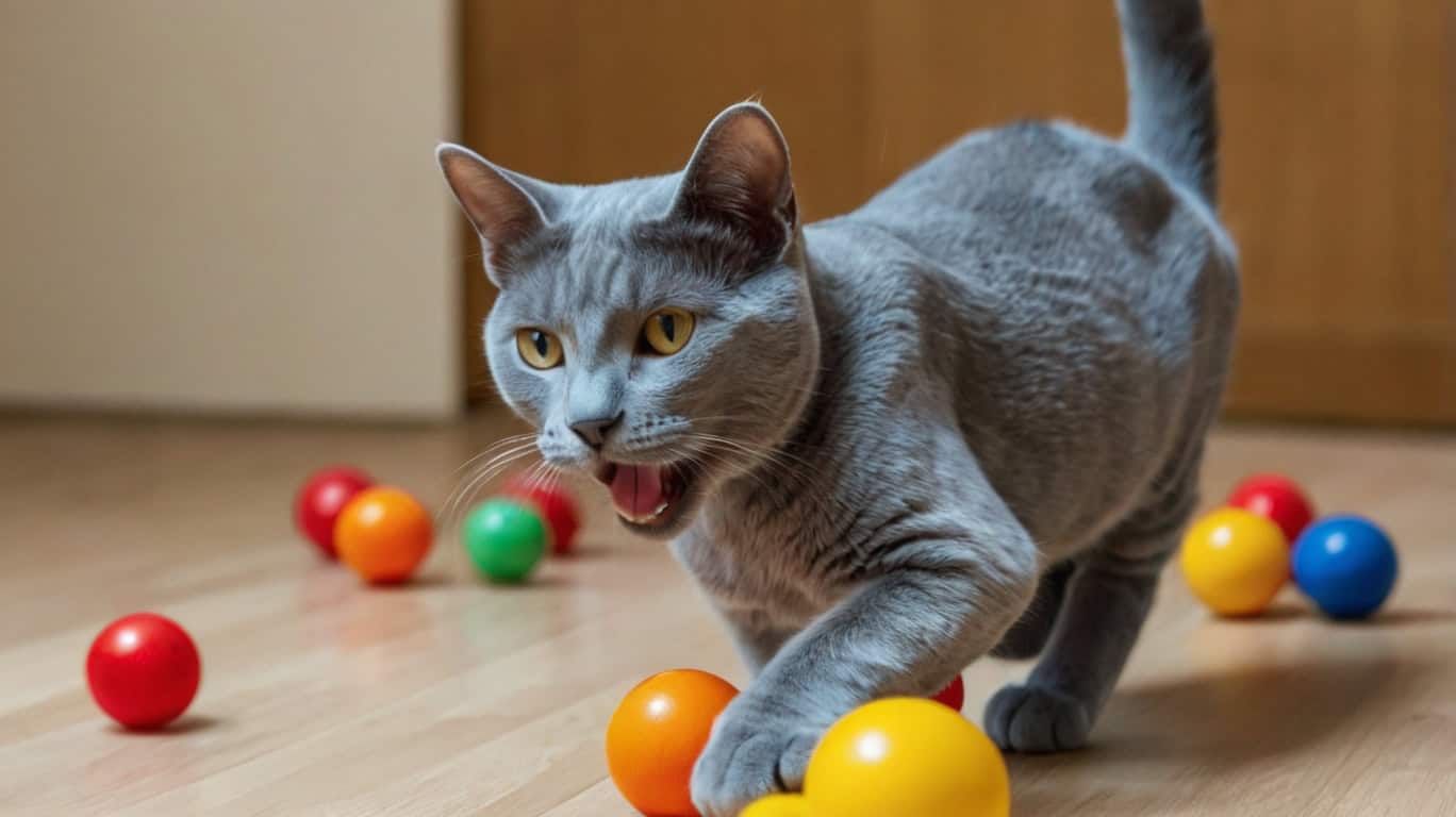 Игрушки для поддержания активности русской голубой кошки