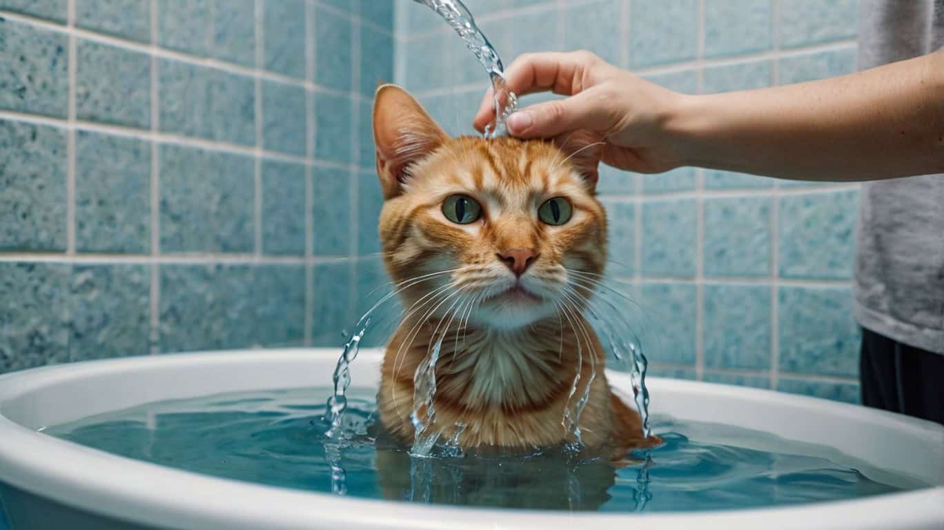 Приучение кошки к купанию: правильное направление воды