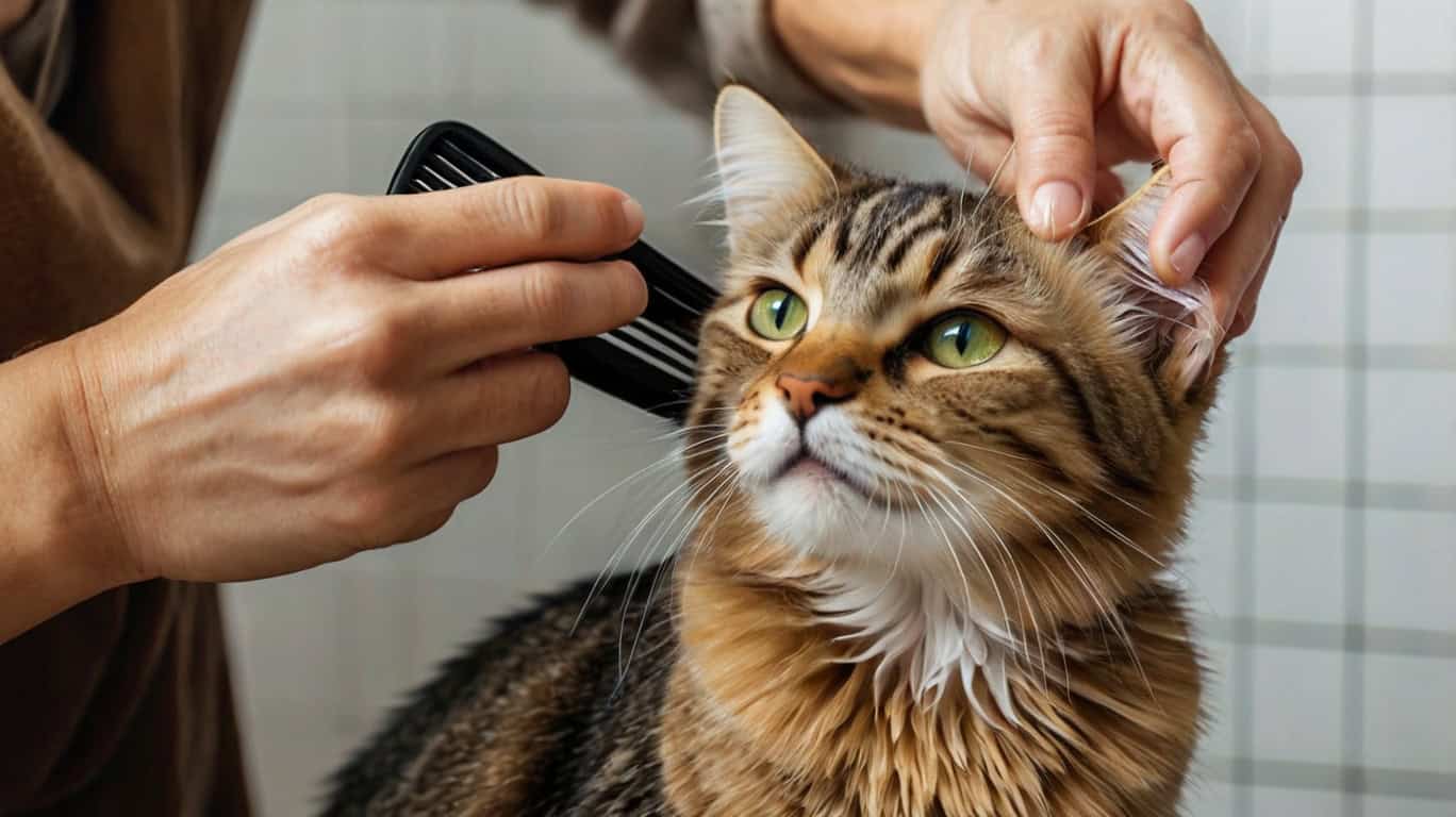 Приучение кошки к купанию: расчёсывание после купания