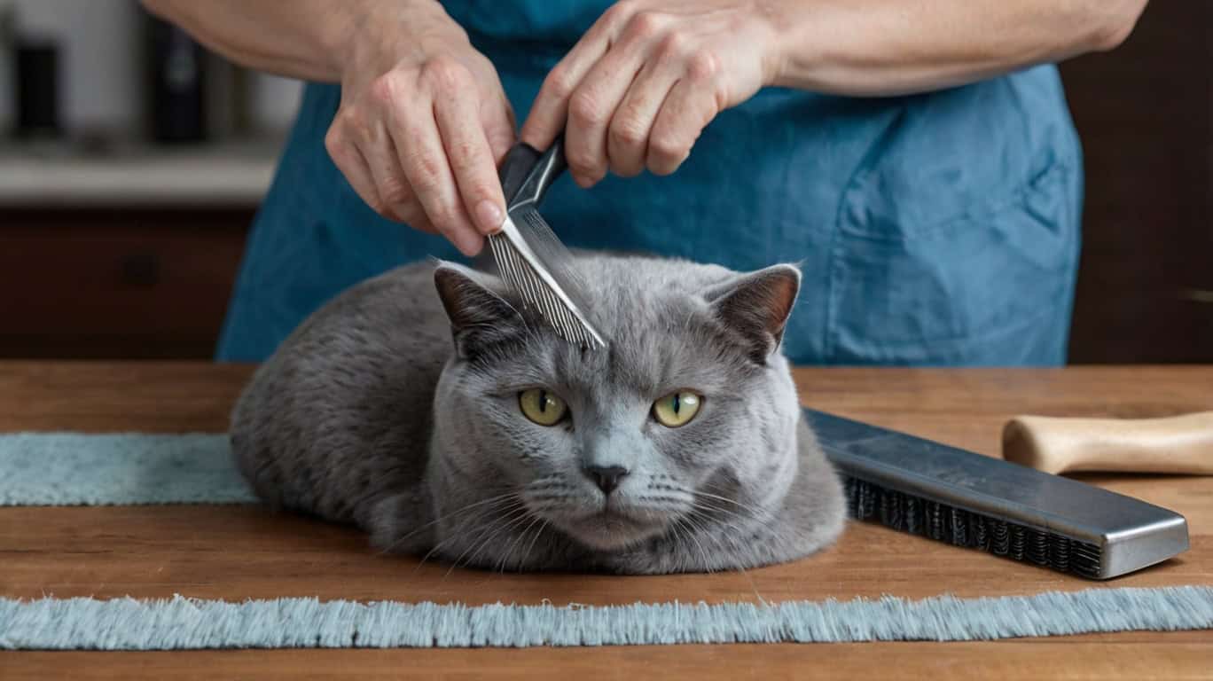 Уход за шерстью русской голубой кошки