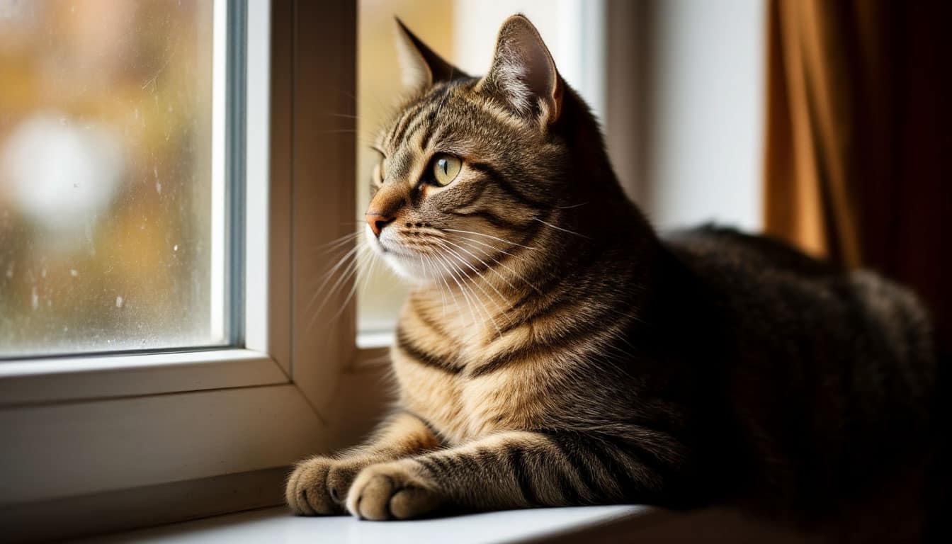 кошка смотрит в окно, мысли кошек без хозяина