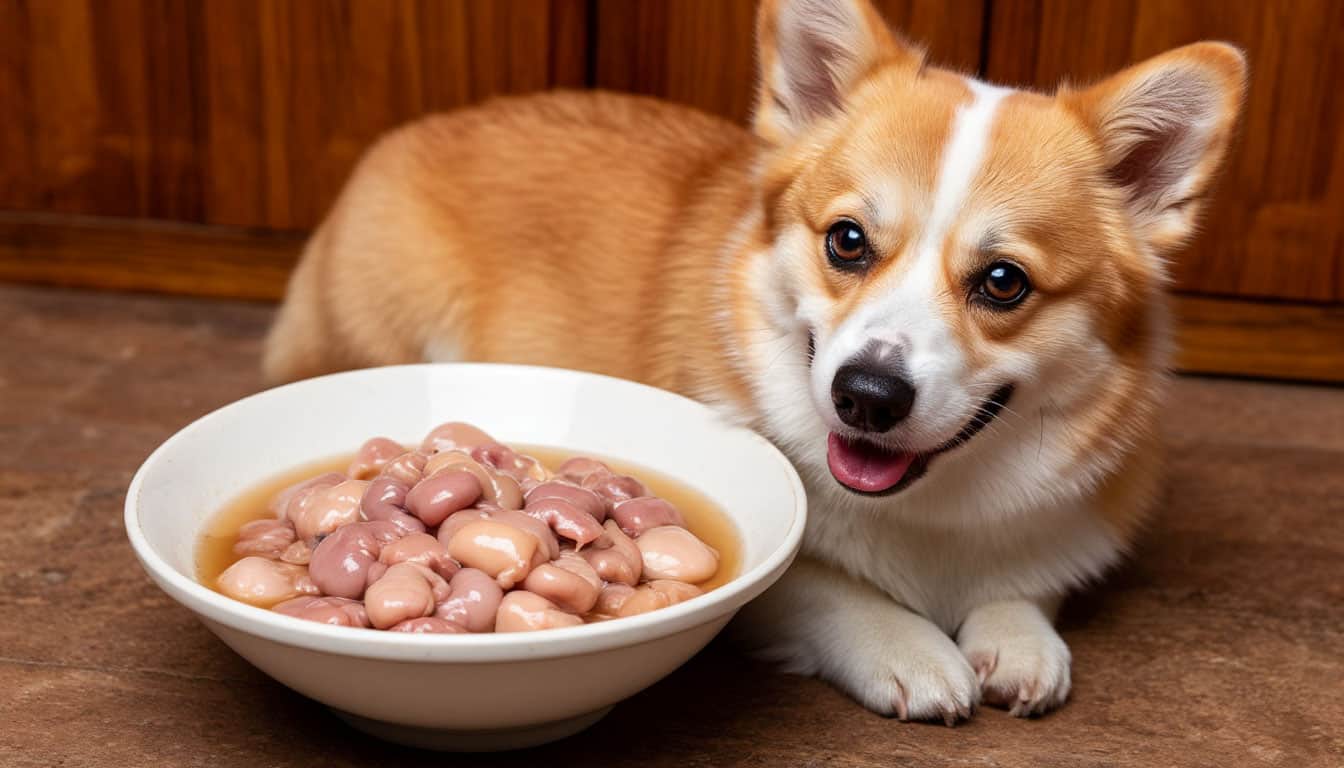Корги и куриные желудки: порция для собаки