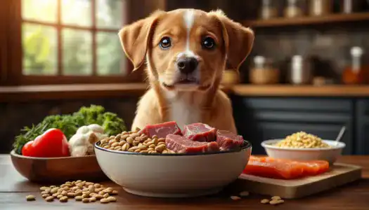 Первое меню для щенка: основные продукты в миске