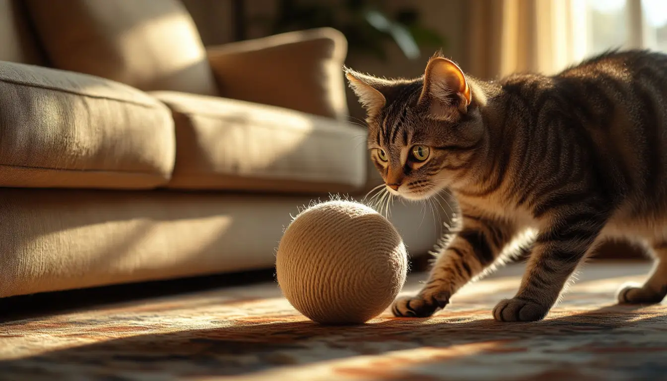 Идеи игр для кошки: весёлая игра с мячиком дома