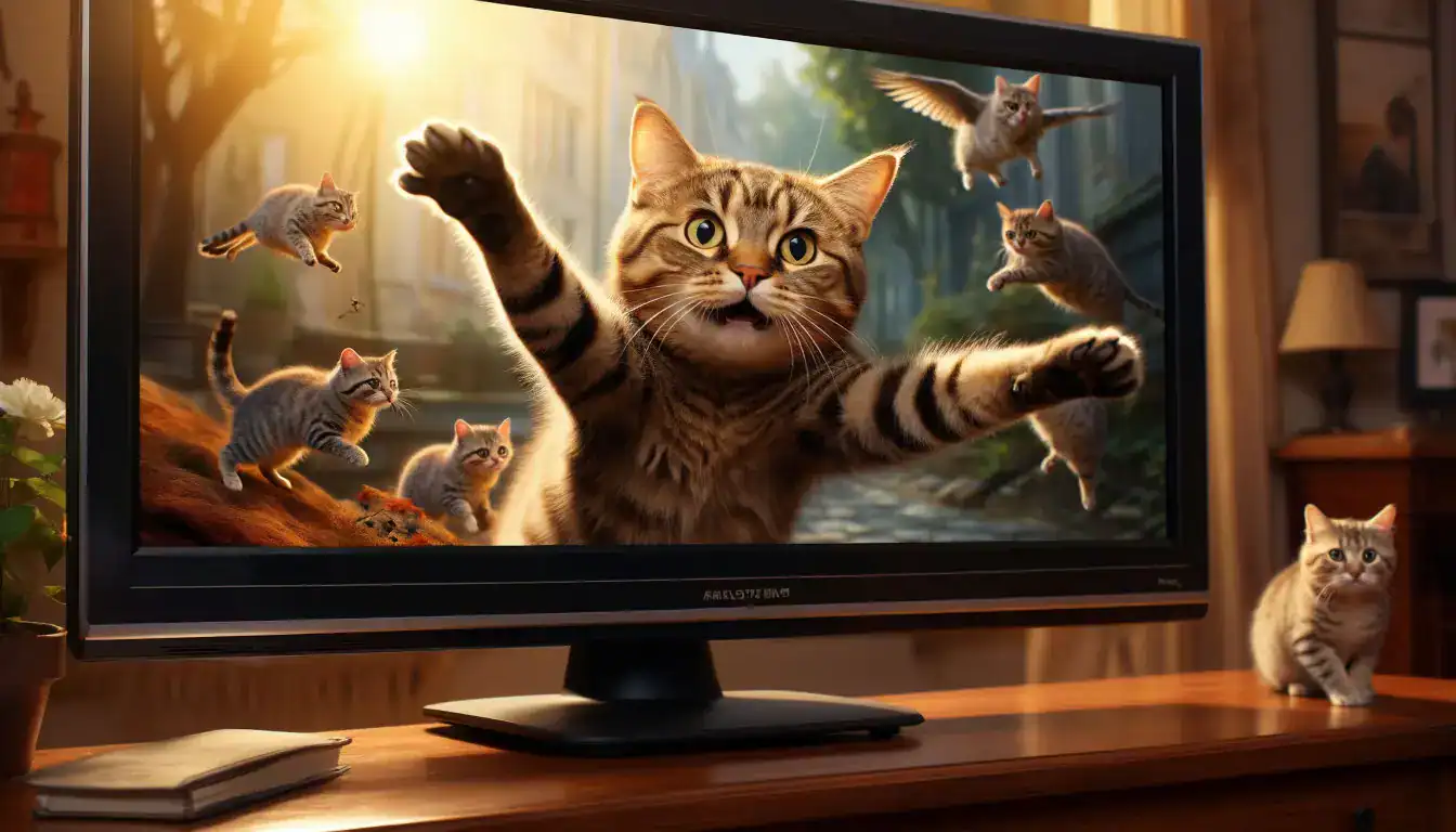 Интерес кошек к телевизору: попытка поймать „добычу“ на экране