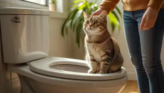 Приучение кошки к унитазу: поощрение лакомством