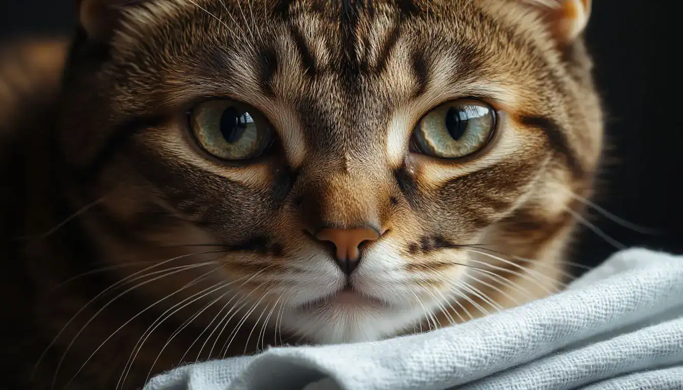 Симптомы болезни кошки: выделения из носа и глаз.