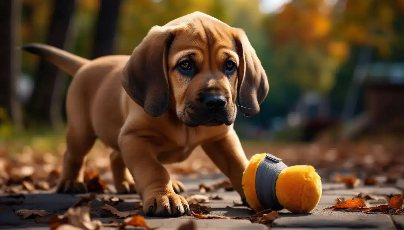 Бладхаунды в поиске: щенок учится искать по запаху.