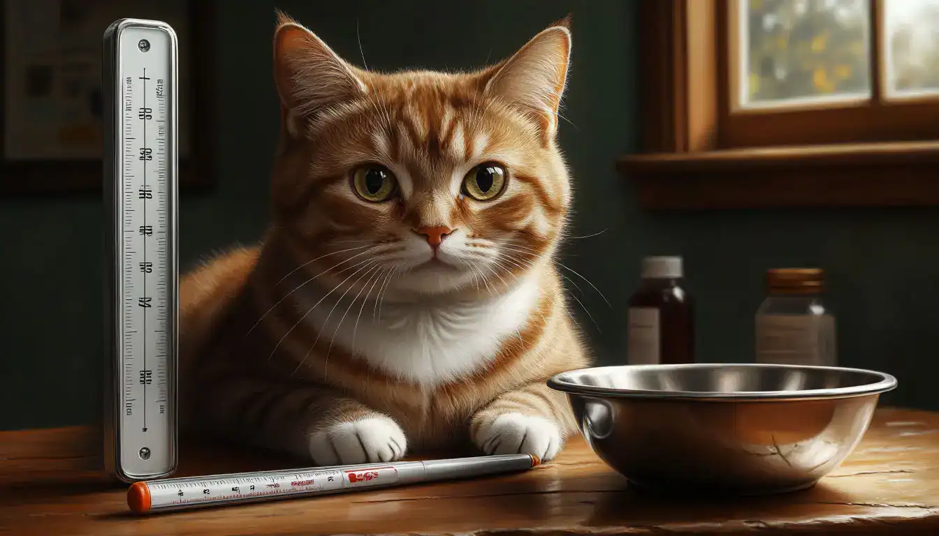 Симптомы болезни кошки: вялость, отказ от еды и повышенная температура.