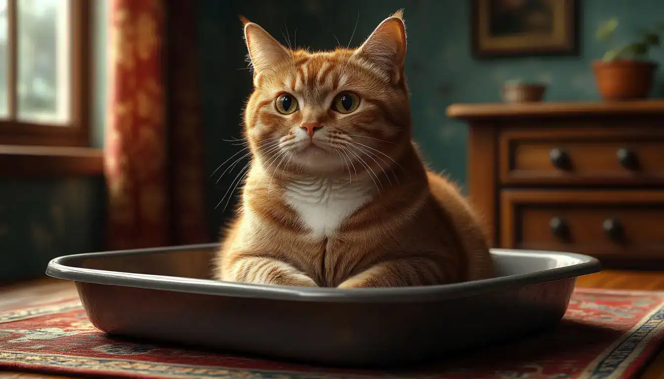 Симптомы болезни кошки: запор и вздутие живота.