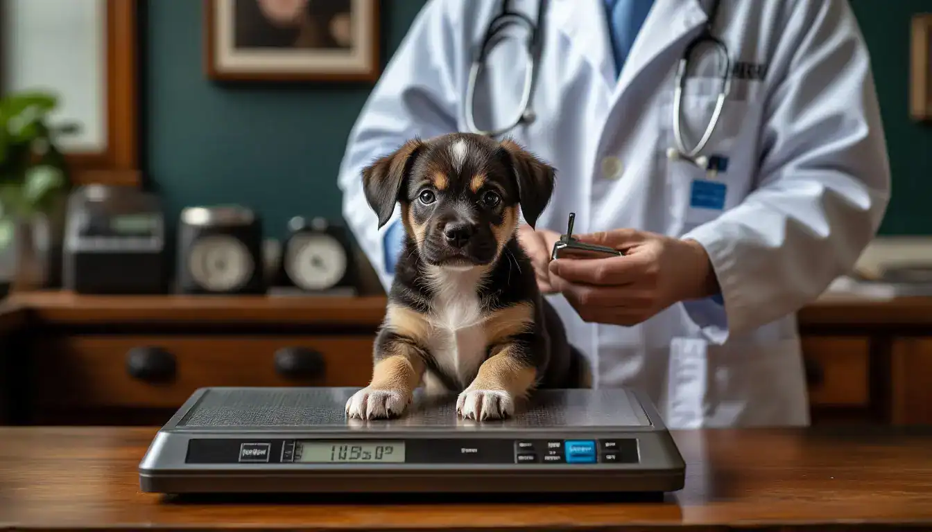 Уход за щенками: Контроль веса у новорождённого щенка.