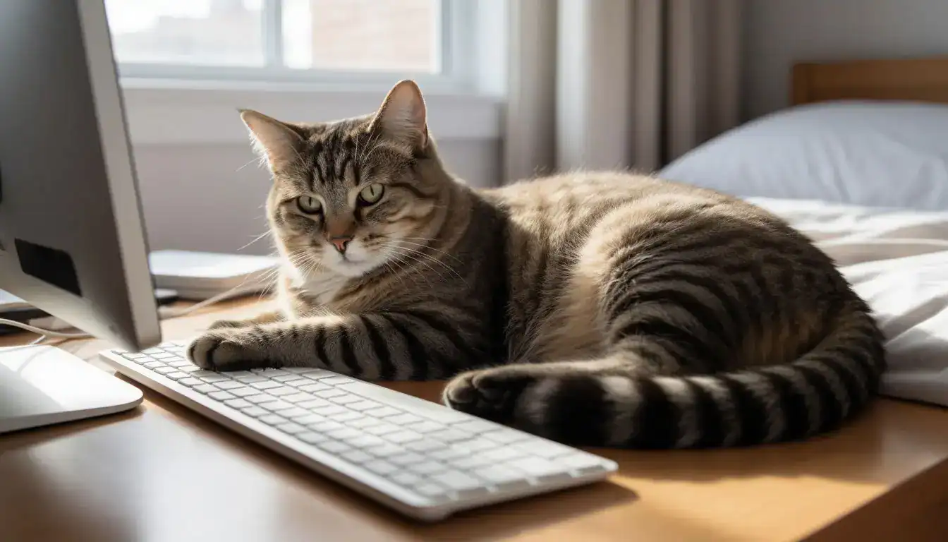 Почему питомцы будят по утрам: кот мешает работать