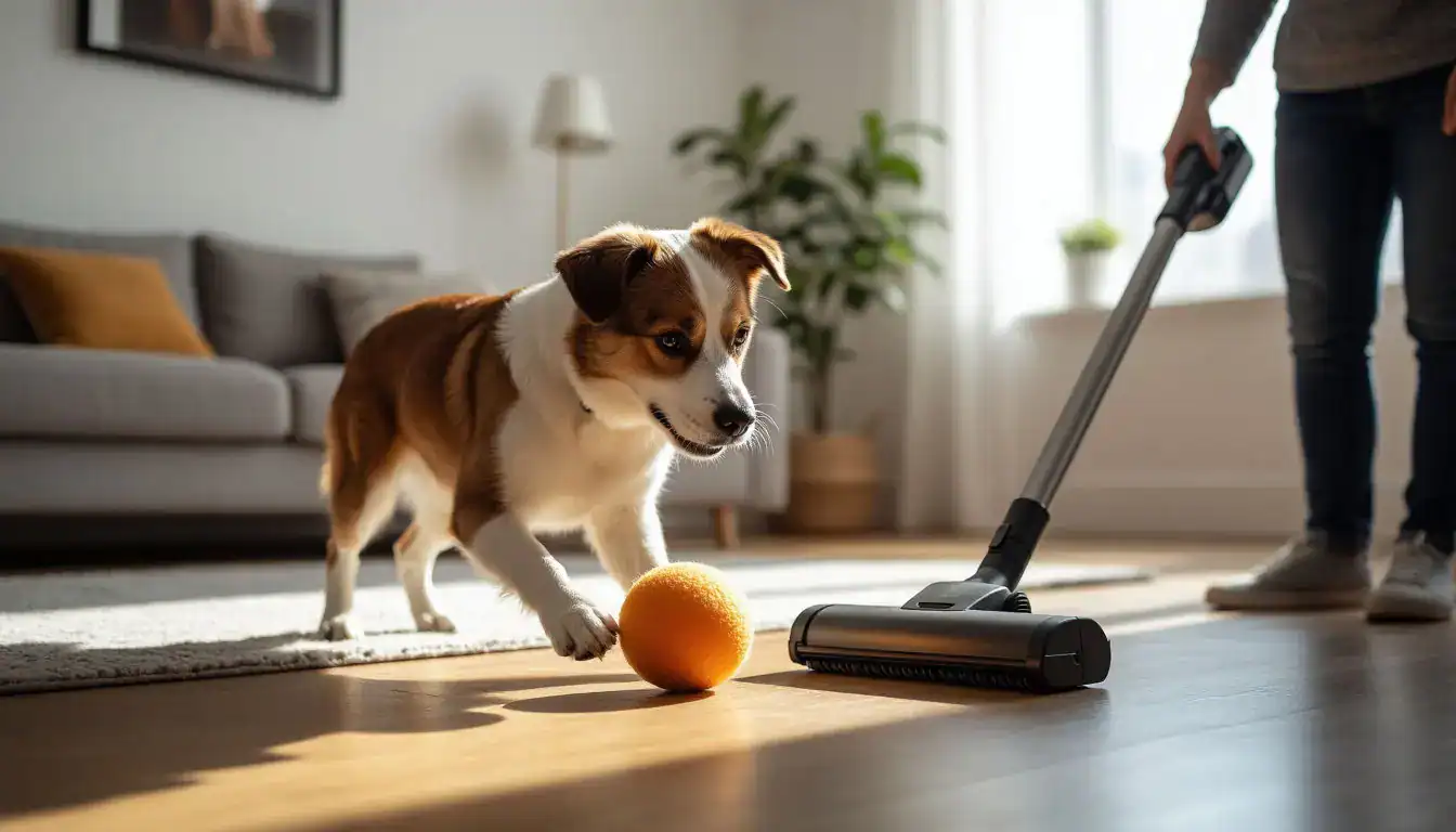 Приучение питомца к пылесосу: совмещаем уборку с игрой