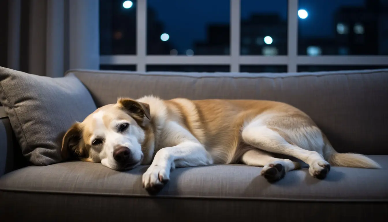 Недосып у собаки: признаки и решения — собака спит на диване