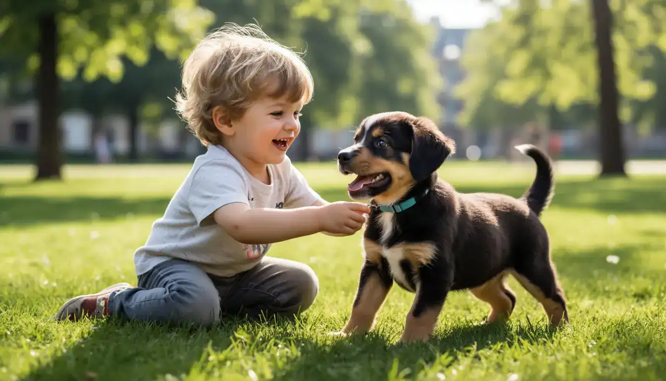 Любимые питомцы россиян: главные причины выбора — радость ребёнка от общения со щенком