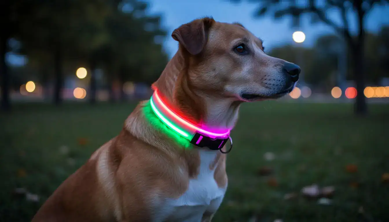 Выбор светодиодного ошейника для собаки делает прогулки безопаснее