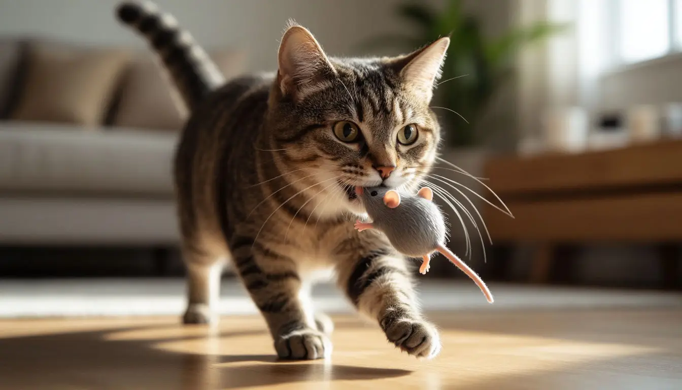 Кошка приносит добычу хозяину