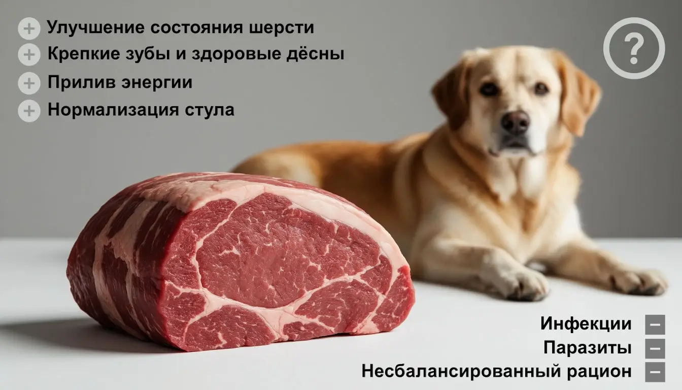Сырое мясо для собак: плюсы и минусы