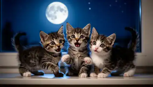 Кошачьи сны: котята играют с луной