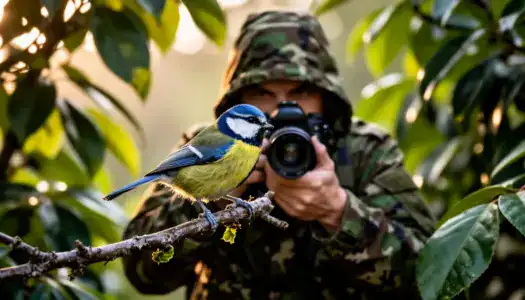 Правила фотоохоты за птицами: фотограф в камуфляже ждёт удачного кадра