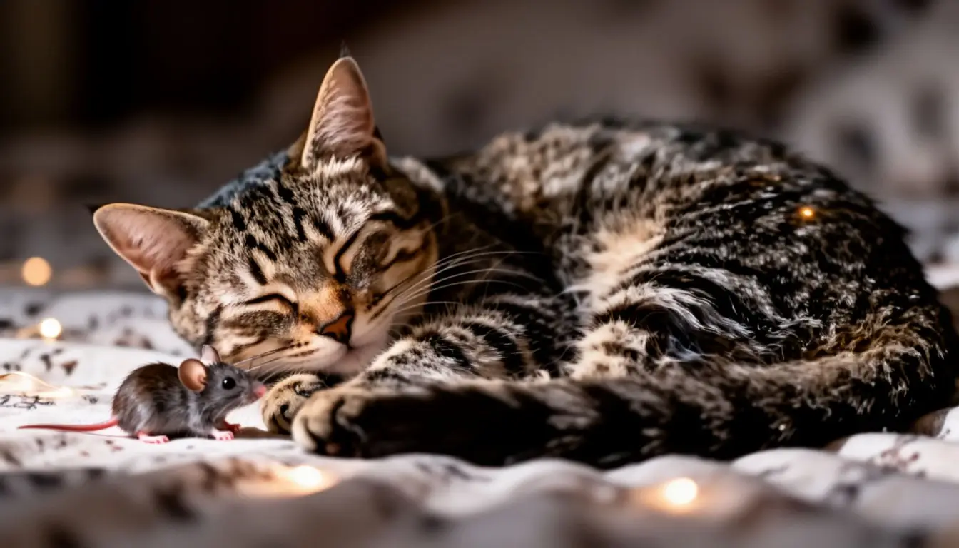 Кошачьи сны: кошка ловит мышь в своих сновидениях