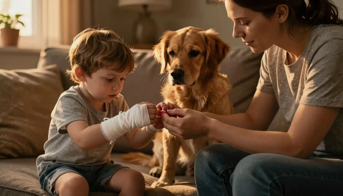 Собака укусила ребёнка: родители оказывают первую помощь