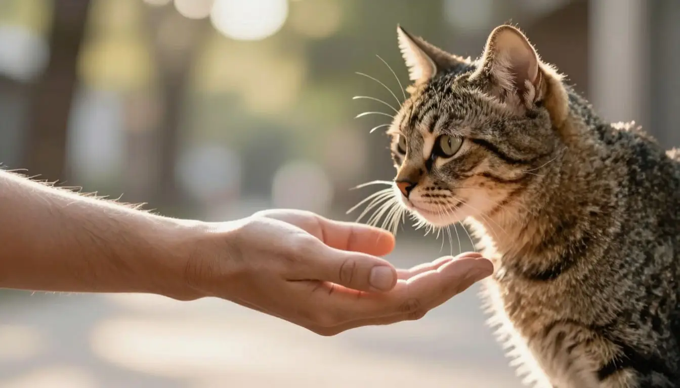 Правильное глажение кошки: дайте питомцу обнюхать вашу руку