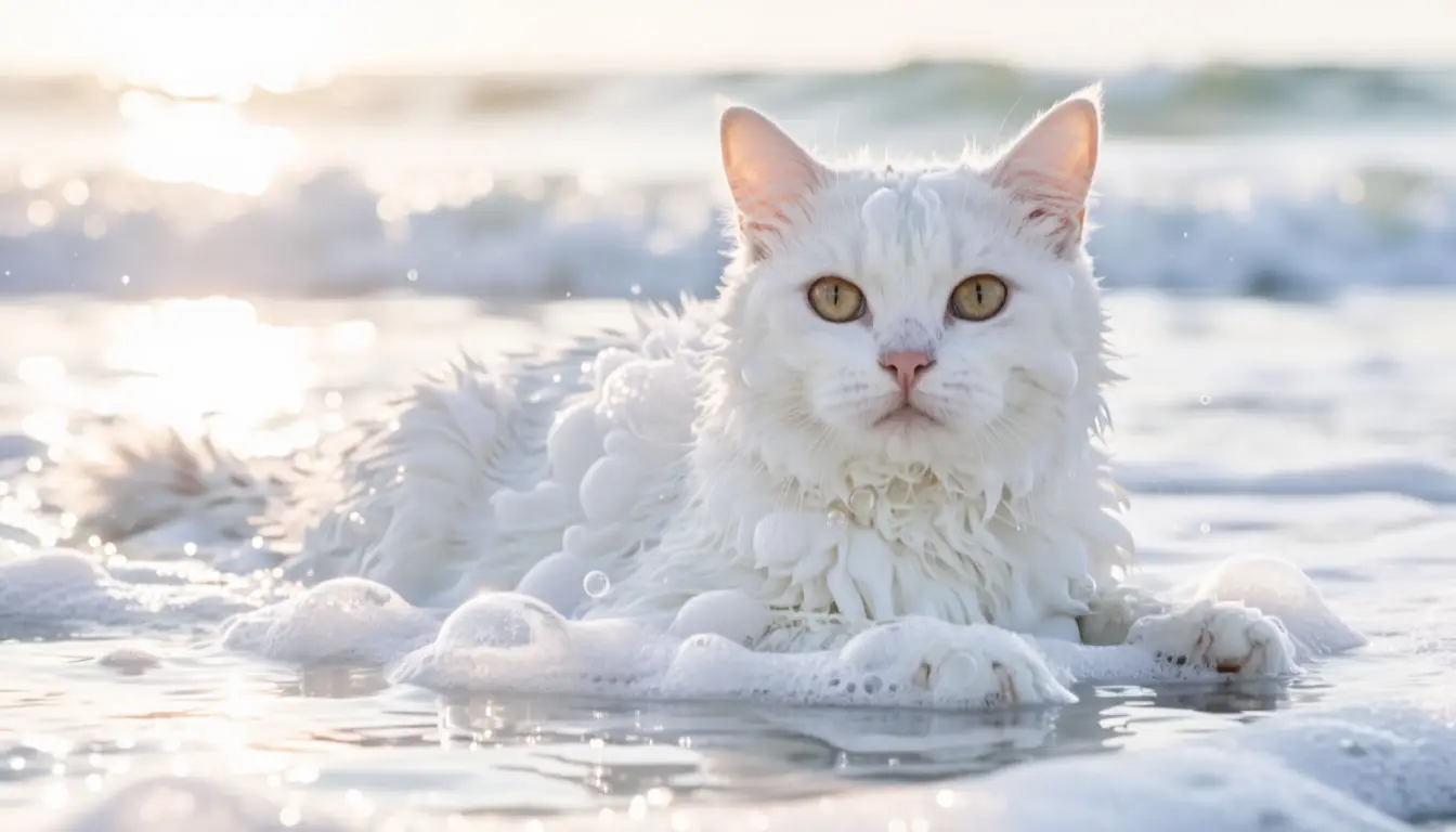 Кошачьи сны: кот в молочном океане