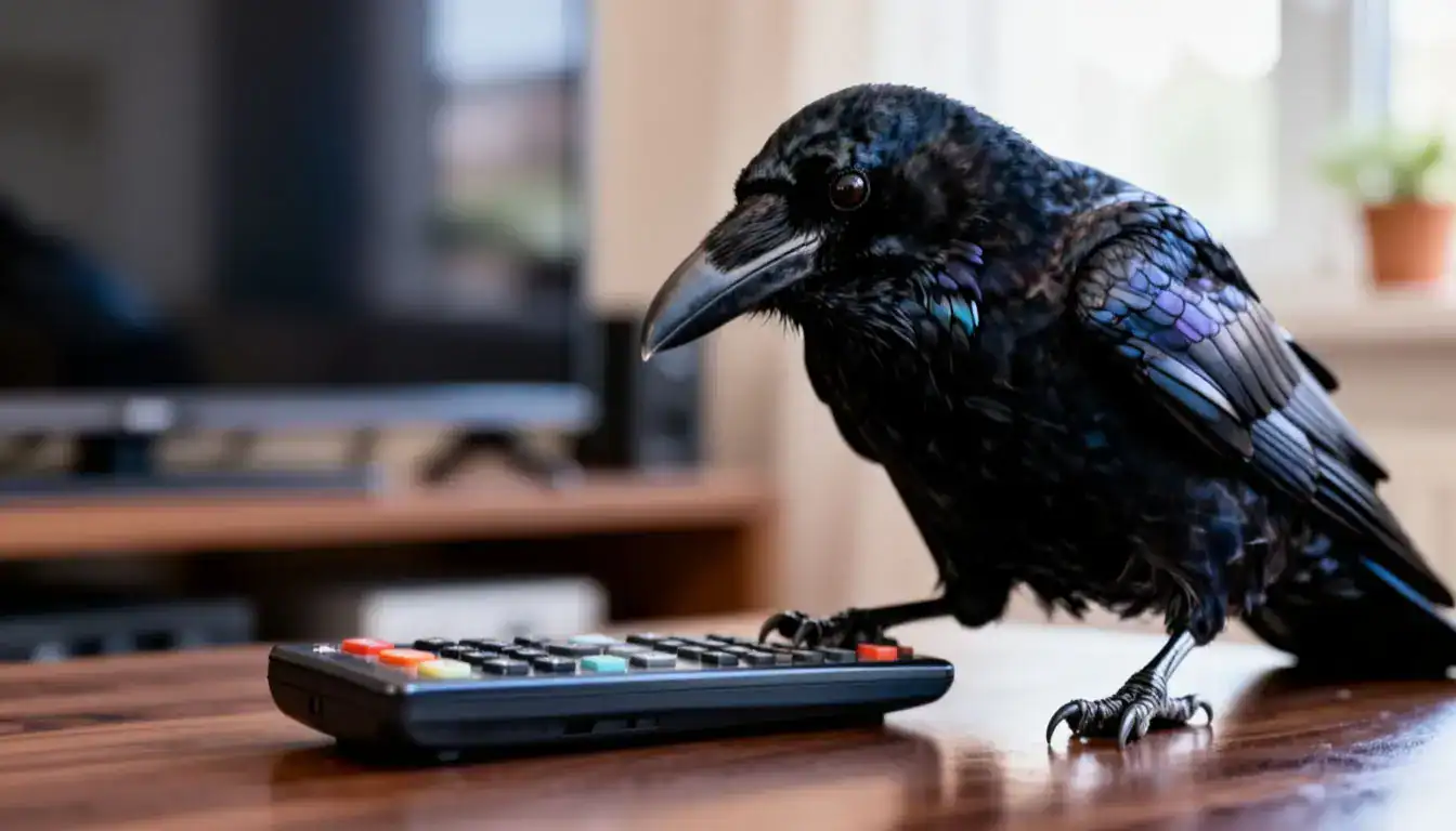 Ворона-интеллектуал осваивает человеческий гаджет