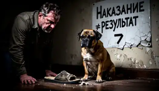 Эффективность наказания собаки: расстроенная собака и повреждённый тапок