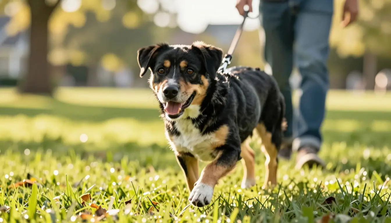 Внимание собаки весной: длинный поводок сохраняет контроль, не лишая питомца свободы