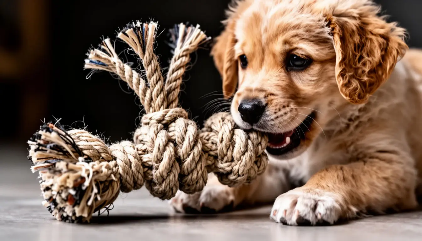 Увлекательная игрушка для щенка: верёвочная косичка с мягкими хвостиками