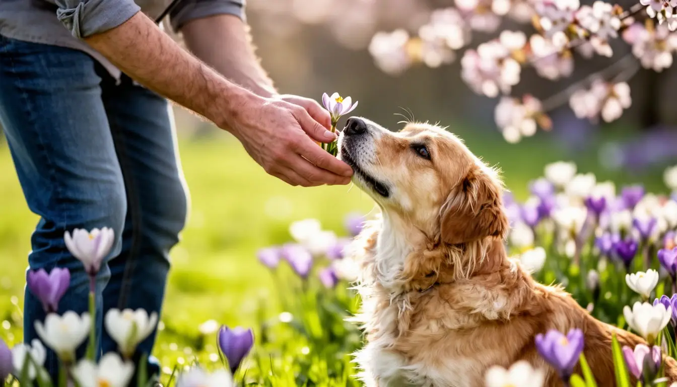 Внимание собаки весной: питомец отвлекается на весенние запахи, пока хозяин пытается привлечь его внимание