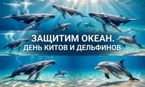 День китов и дельфинов: коллаж с призывами к защите океана
