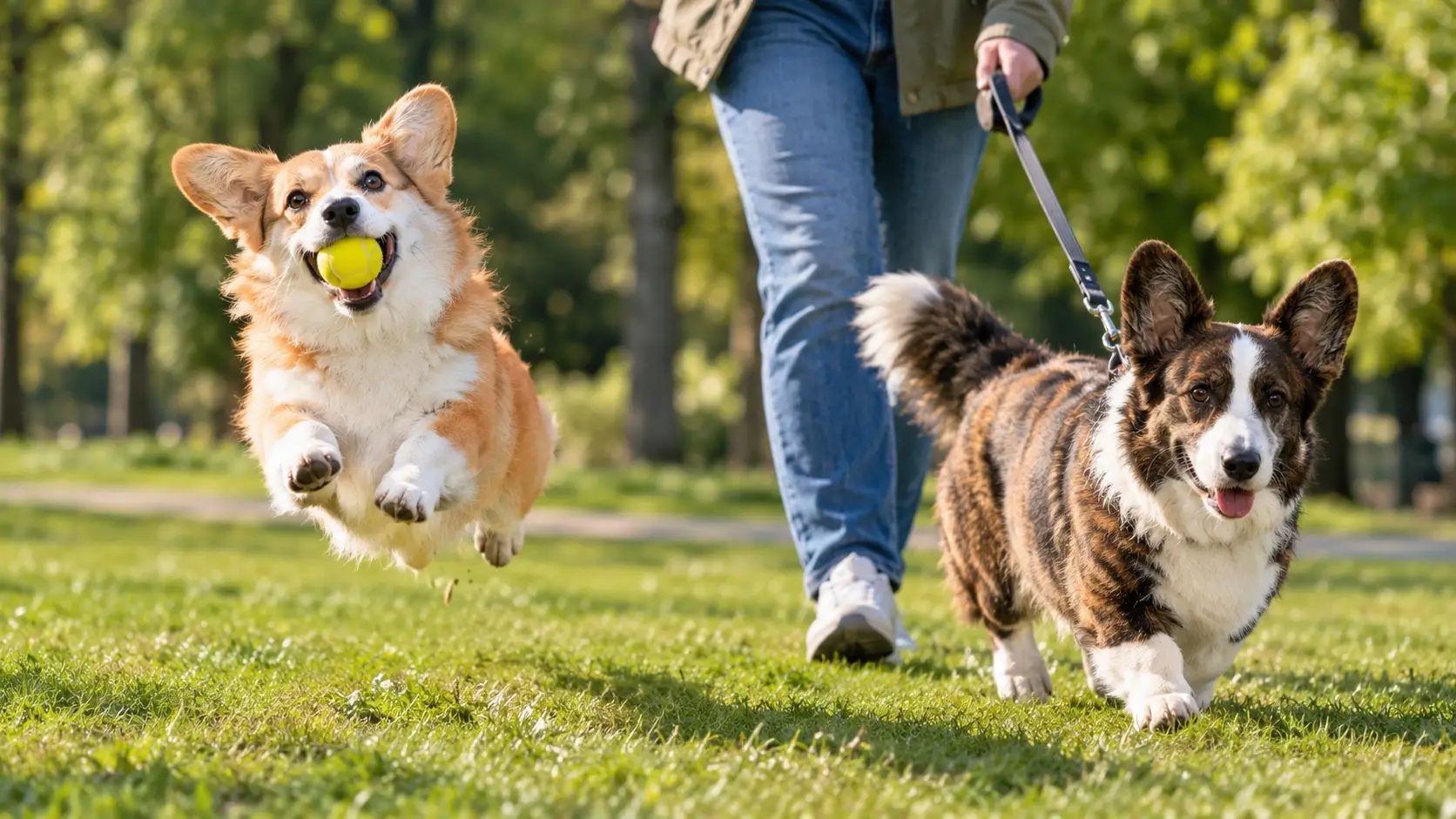Корги пемброк и кардиган отличия в характере: пемброк играет, кардиган спокойно гуляет