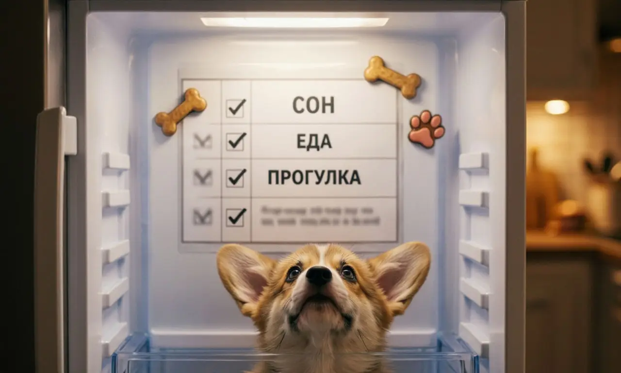 как приучить щенка к туалету: график прогулок для щенка на холодильнике